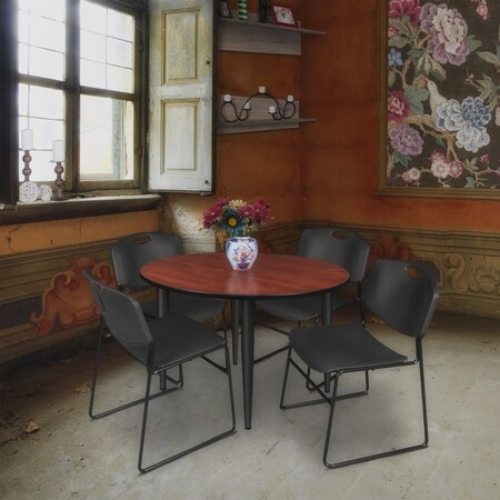 Regency Kahlo Round Table & Chair Sets, 48 W, 48 L, 29 H, Wood, Metal, Polypropylene Top, Cherry TPL48RNDCHBK44BK